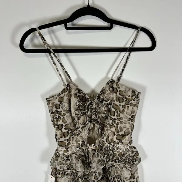 Bardot NWT Animal Print Strappy Layered‎ Dress Tiered Ruffle Women’s Size 4/XS - Image 4