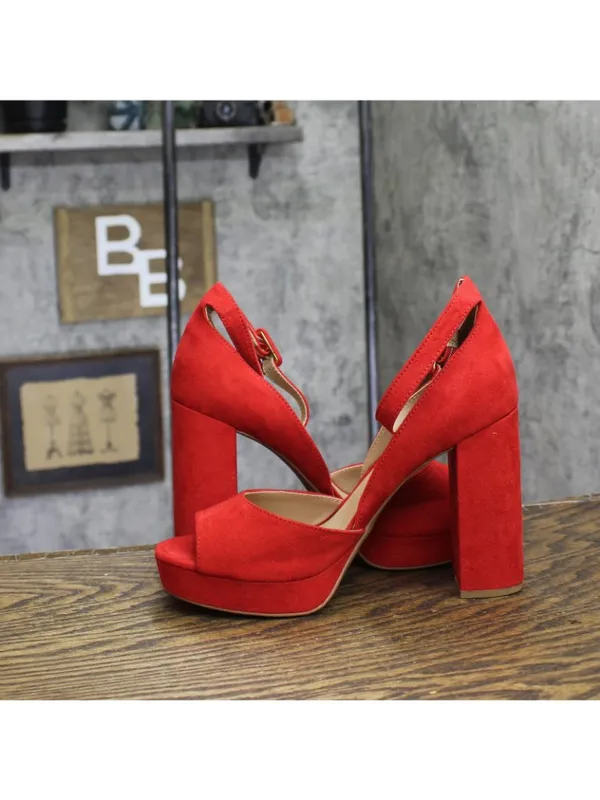 NWT Sun + Stone Reemaa Block-Heel Platform Open-Toe Sandals 10018613300 Red 9W - Image 8