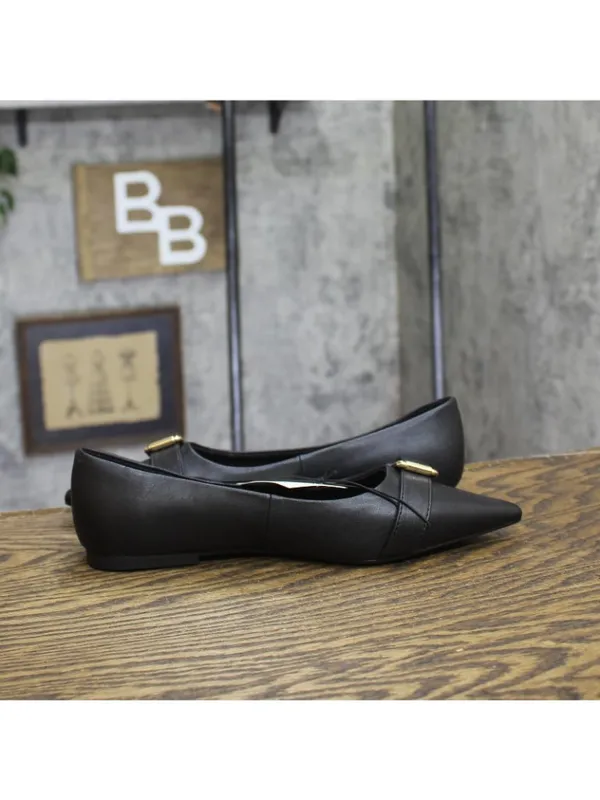 A New Day Womens Valentina Pointed Toe Buckle Ballet Flats 94462479 Black 7M - Image 6