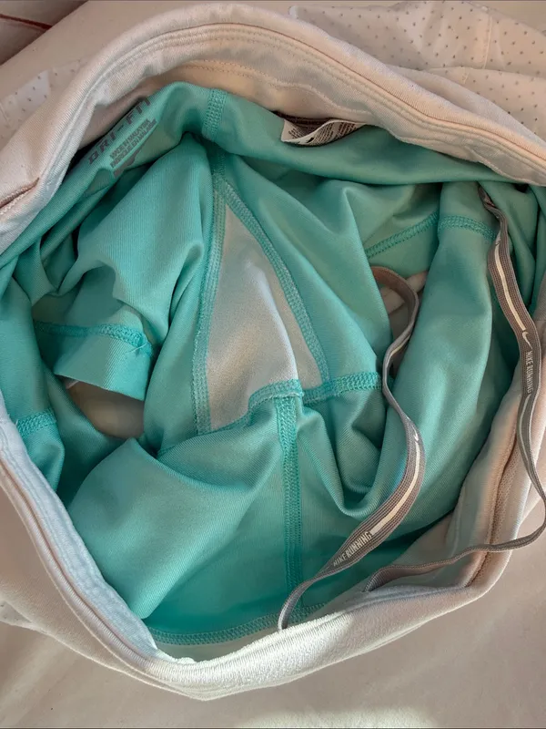 Nike Women's White Layered Running Shorts Teal shorts Liner Dri Fit zip pocket S - Image 11