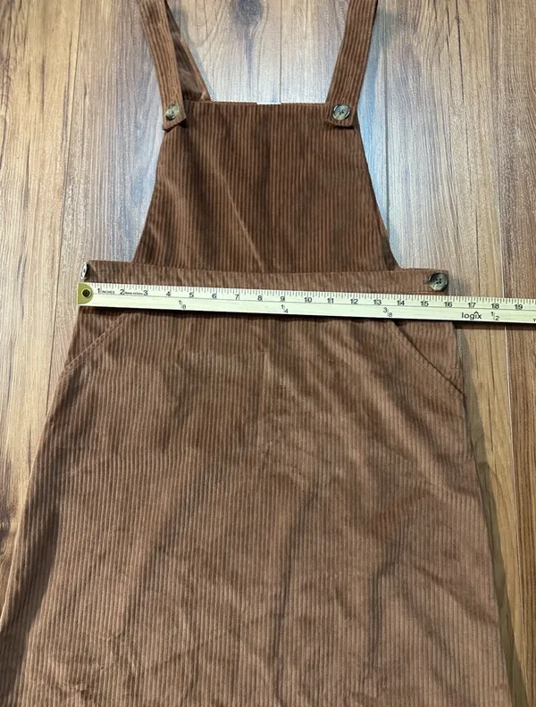 Wonder Nation Girls Ribbed Corduroy Overall Dress S XXL Brown Pockets Soft - Image 4