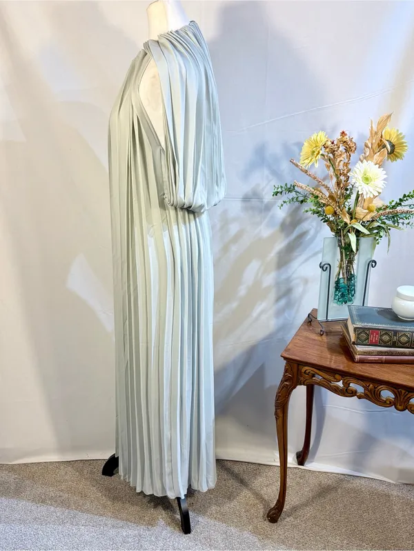 ☀️COS Pale Green Pleated Cape Sleeve Maxi Dress Minimalist Sz 8🧡 - Image 8