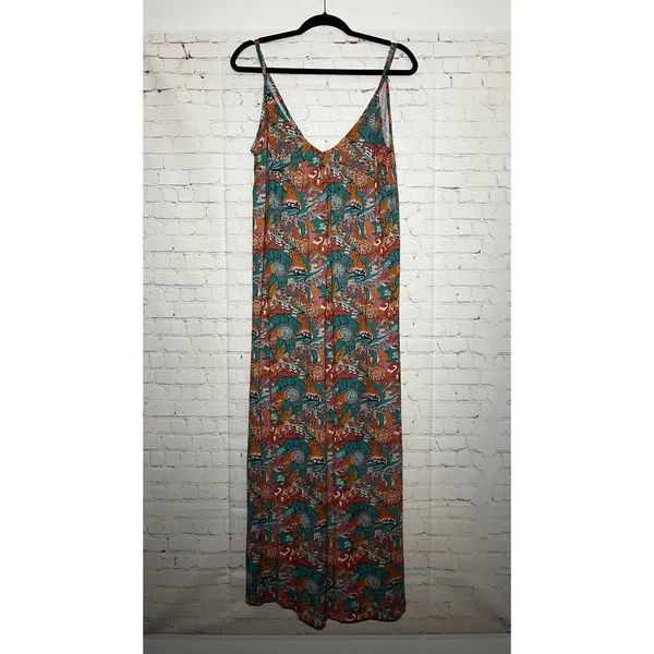 Maaji Bohemian Floral Print Maxi Dress Spaghetti‎ Strap V Neck Women's Size S - Image 2