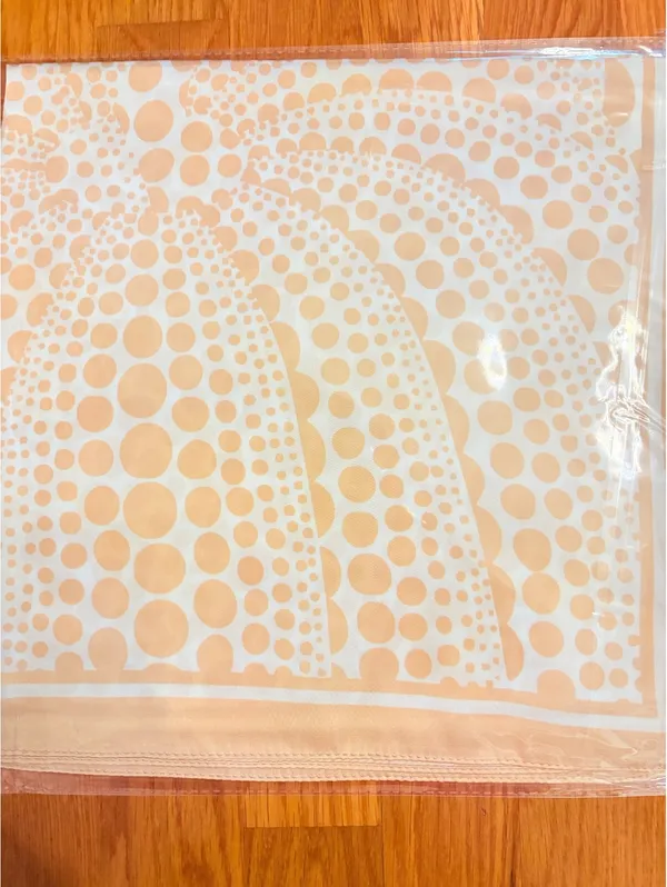 Women's Beige and Cream Polka Dot Satin Polyester Scarf - Image 4