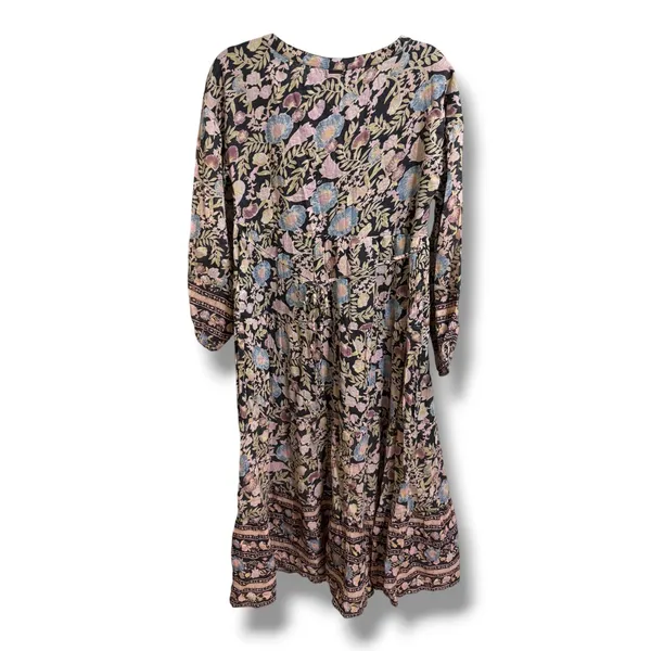 Billabong Womens‎ Floral Cotton Boho Midi Dress Long Sleeve Tiered Small - Image 3