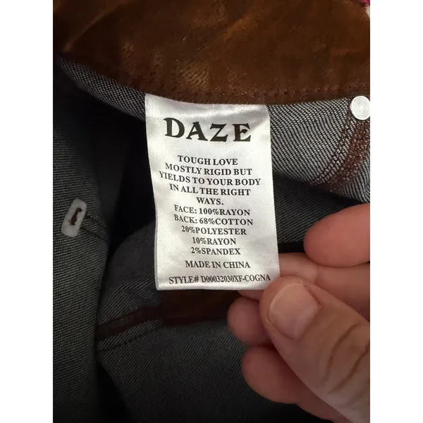 Daze Denim Brown Mini Skirt Size 27 NWOT Faux Leather Look Western Boho - Image 6