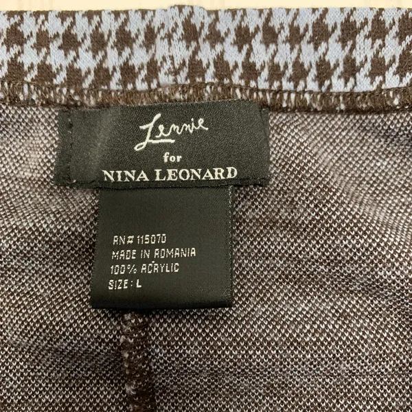 Lennie For Nina Leonard Houndstooth Skirt Fringe Trim Sz Large - Image 5