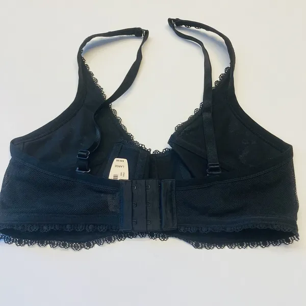Victoria's Secret Bralette Women Large Black Lace Rhinestone No-Wire NEW‎ - Image 4
