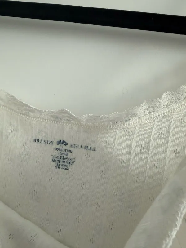 Brandy Melville Cream Cami with Small Blue Floral Print - Image 2