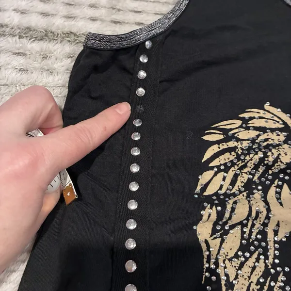 Black Rhinestone Vance Biker Wear Grunge Biker Tank Top-Zip Up-LARGE - Image 3