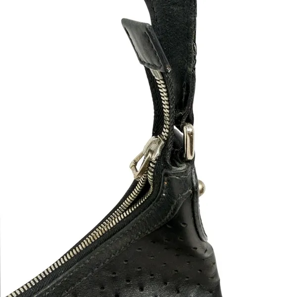 Gucci Reins Vintage Interlocking GG Perforated Leather Black Hobo Bag Purse - Image 10