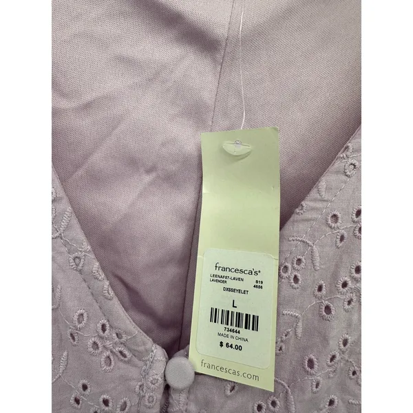 Miami Womens Lavender Purple Maxi Dress Size L‎ NWT Button Down Eyelet Coquette - Image 9