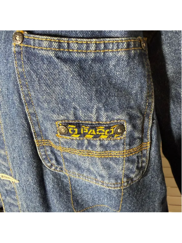 Paco vintage 90s Y2K blue denim jacket shacket grunge rocker biker streetwear M - Image 6