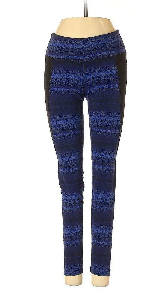 ALO Yoga Illusion 3 Tribal print leggings Arctic Royalty‎ Blue Black Pant size M - Image 3