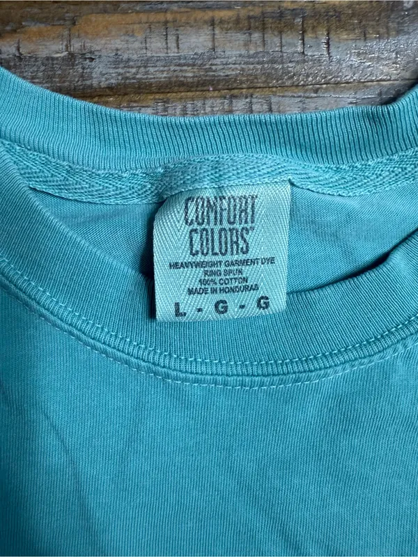 Comfort Colors Turquoise Smiley Face Tee with Floral Crown - Image 2