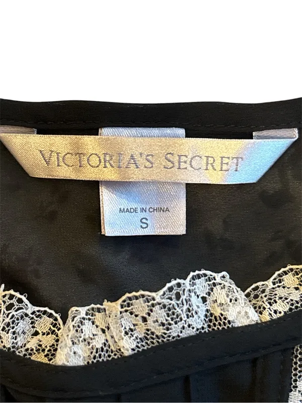Victoria's Secret Vintage 2010 Black Chiffon Babydoll Lace Lingerie Slip Small - Image 3