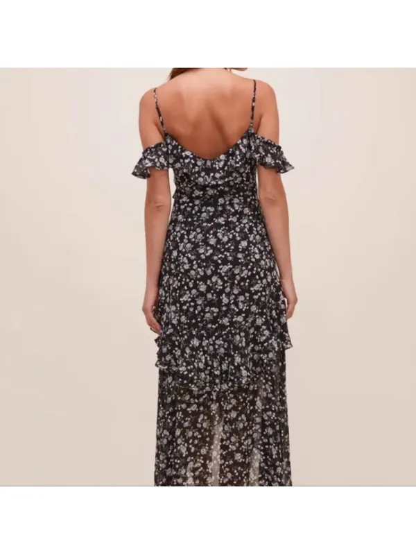 ASTR‎ The Label Floral Print High/Low Tiered Ruffle Maxi Dress Size Small - Image 4