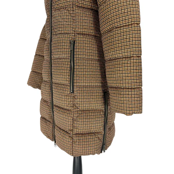 C-RO Denmark Houndstooth‎ 2-Way Stretch Puffer Coat with Faux Fur Hood Size 4 - Image 9