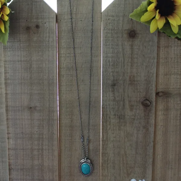 AEO Turquoise Stone Necklace Pendant Deco Chain - Image 6