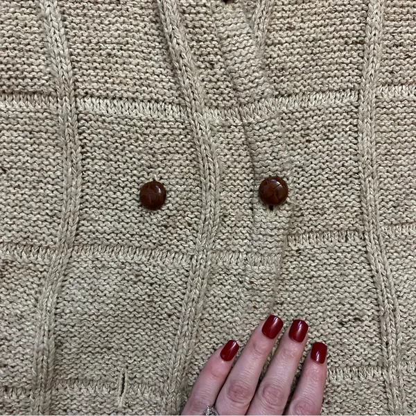 VNTG Marisa‎ Christina Double Breasted Chunky Knit Silk Wool Cardigan Women’s L - Image 5