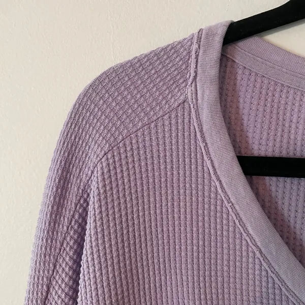Aerie Purple Thermal Waffle Knit Long Sleeve Shirt Loungewear Women size Medium - Image 3