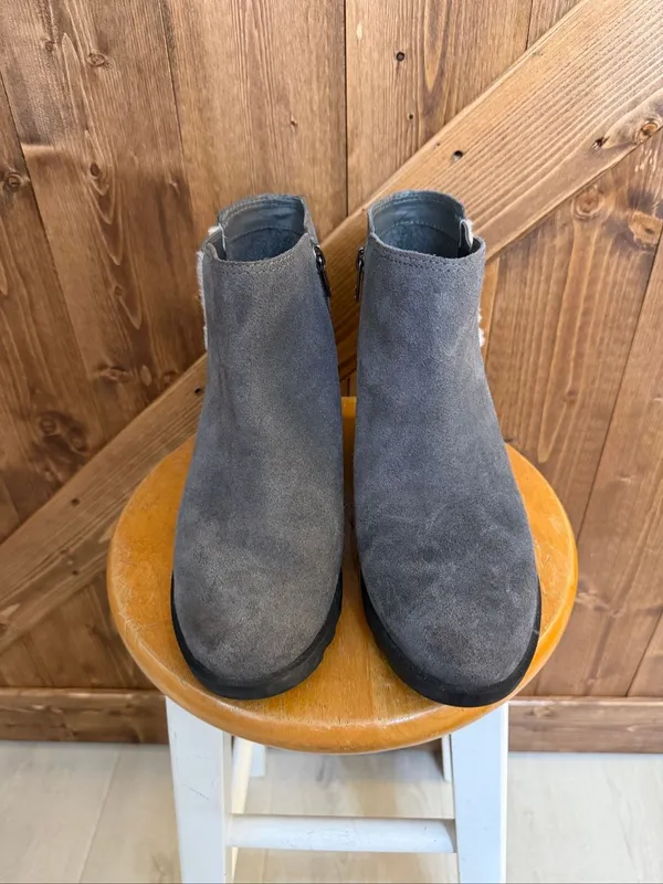 Koolaburra Women’s Size 10 Gray Suede Wedge Ankle Boots - Image 2