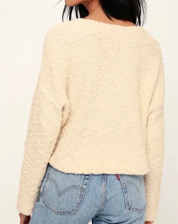NWOT Free People  Popcorn Cream Pullover Sweater Top Small  - Image 3