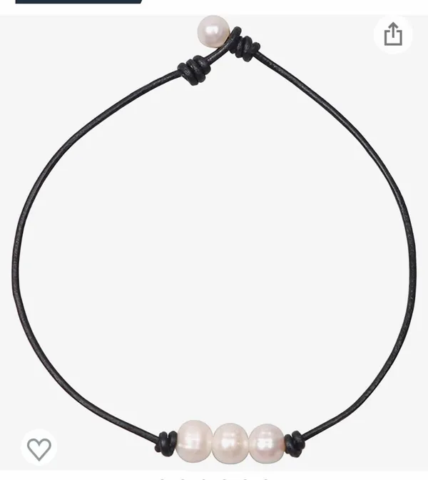 Amazon 3 Pearl Leather Necklace - Image 2
