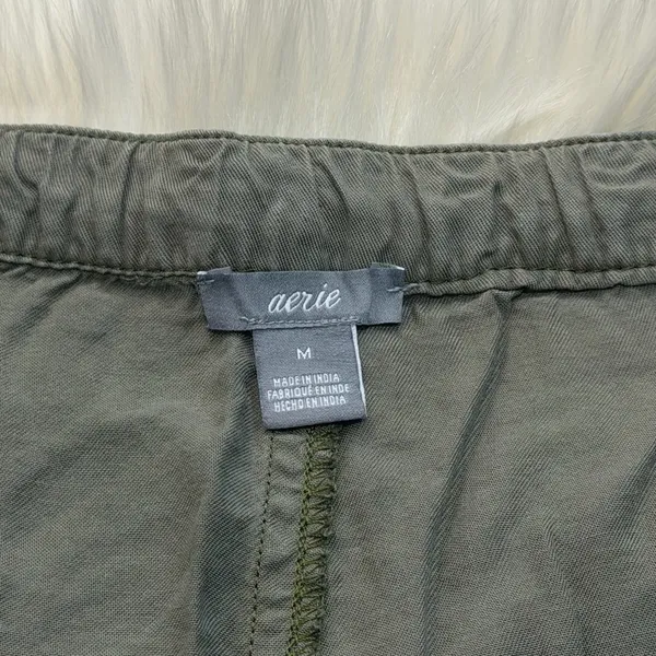 Aerie Lyocell Olive Green Shorts Drawstring Tassel Pull On Size Medium - Image 7