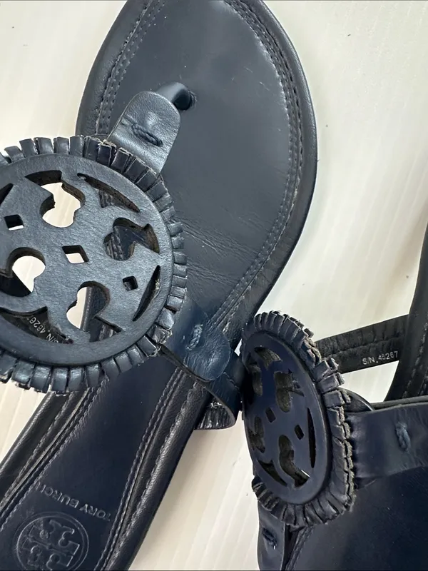 Tory Burch Navy Miller Fringe Sandals Navy, 6.5 - Image 8