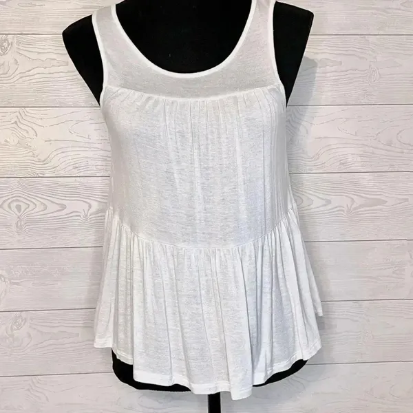 Freebird White Layered Tank Top Keyhole Tie Back Sleeveless Boho Sz Small - Image 2