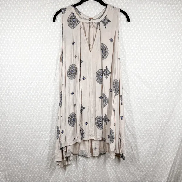 Free People Cream Black Diamond Print‎ Tree Swing Dress - Image 2