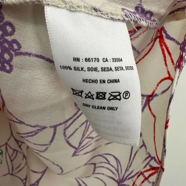 Maeve size Medium silk floral layered tank top sleeveless blouse cream red green - Image 5
