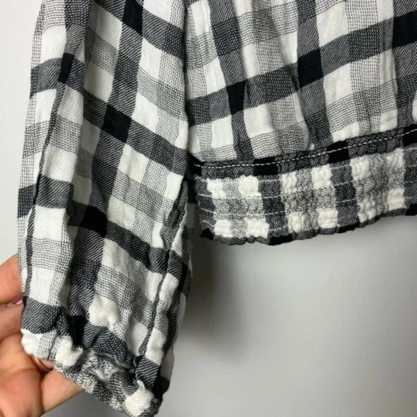 Anthro Cloth & Stone by Anthropologie Black & White Sara Plaid Top - Image 8