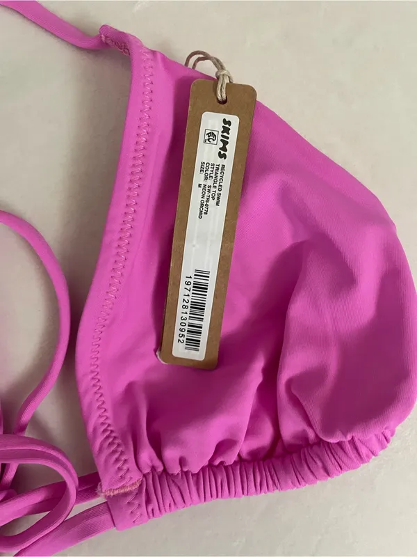 Skims NWT 2pc Bikini Swimsuit Hot Pink Triangle String Bikini top & Bottom M - Image 3