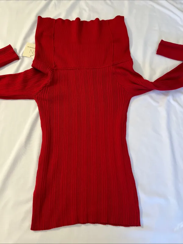 I.N. San Francisco Red Off-the-Shoulder Ribbed Knit Sweater - Image 5