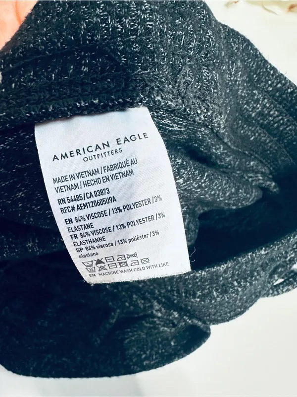 American Eagle Amazingly Soft Knit Lounge Shorts Black Heather Drawstring Small - Image 3