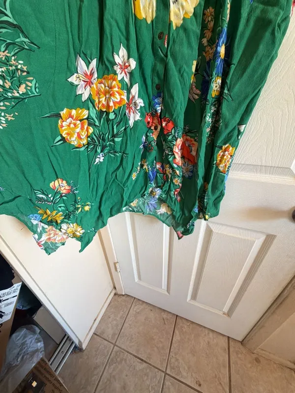 Maeve by Anthropologie Green Floral Sleeveless Button Down Shirt Dress - Image 2