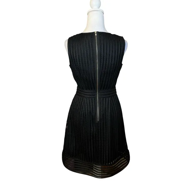 J.Crew Black Eyelet Striped V-Neck Fit &‎ Flare Dress Size 2 LBD Cocktail Event - Image 4