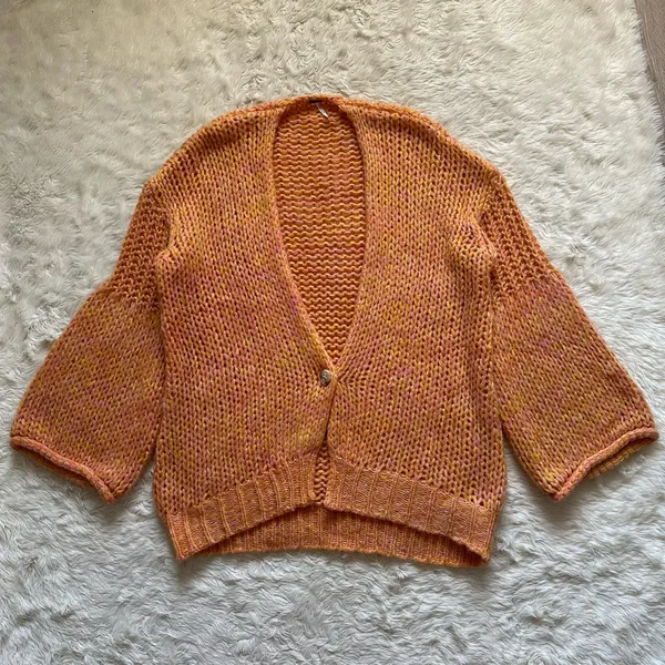 Free People Cardigan Home Town Cardi Sweater Bell Sleeves Sugar Candy Combo XS - Image 4