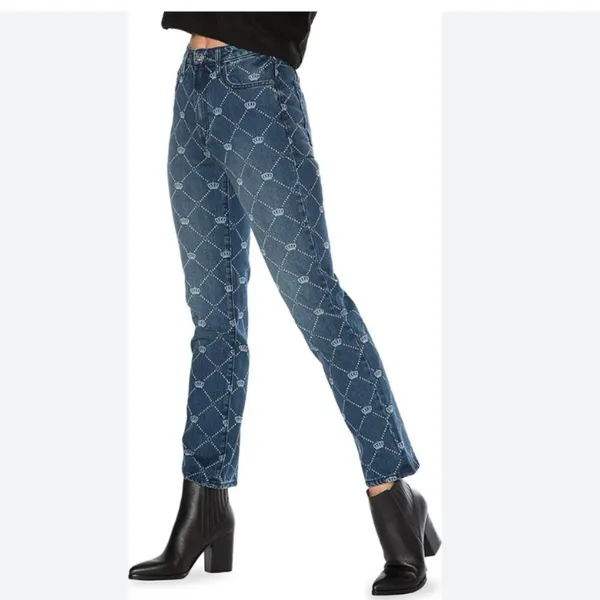NWT Juicy Couture Venice Crown-Print Straight Jeans - Image 3