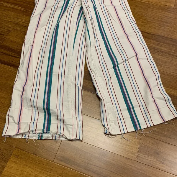 Madewell Wide Leg Crop Pants Womens‎ Size 27 Striped High Rise Raw Hem Casual - Image 3