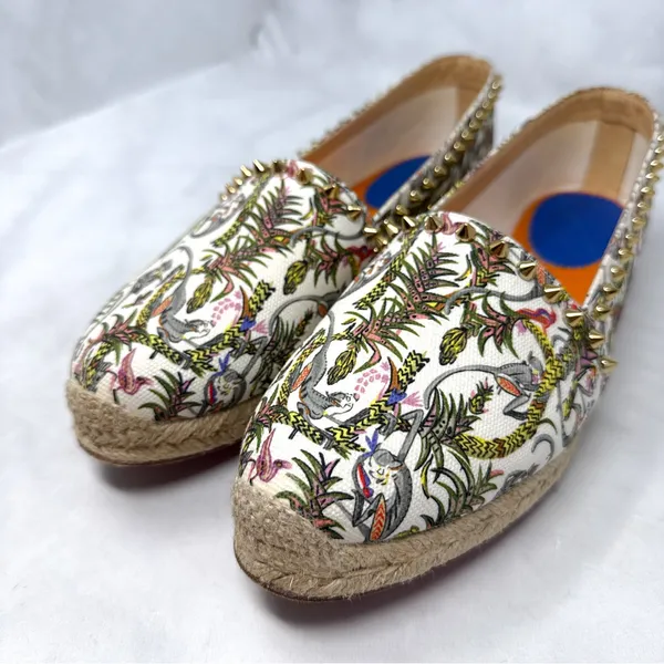 Christian Louboutin Loubi Jungle Ares Spike Studded Flat Espadrille Shoes 41 - Image 7