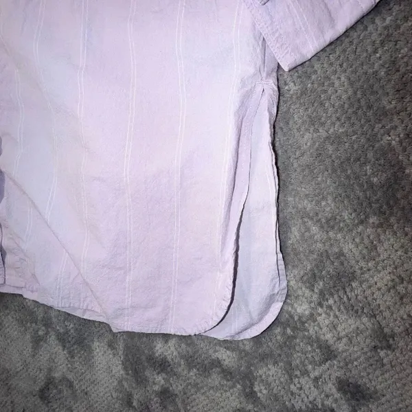 Madewell XS Lavender Button Down Long Sleeve Striped Pocket Shirt 100% Cotton #1 - Image 5
