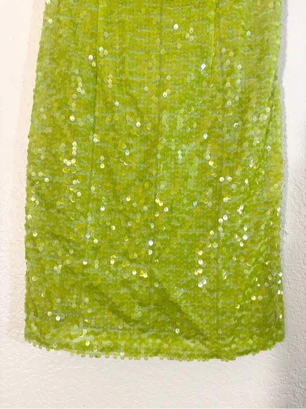 Marc New York Sequin Lime Green Mini Dress Vintage Size 4 - Image 6