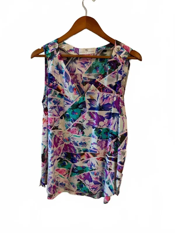 Amanda Uprichard Sleeveless Silk Floral Print Top Size Large - Image 2