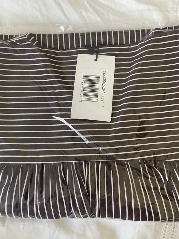 NWT Few Moda Vashti Skirt size 2 Coffee Brown Stripe maxi o.p.t cotton - Image 7