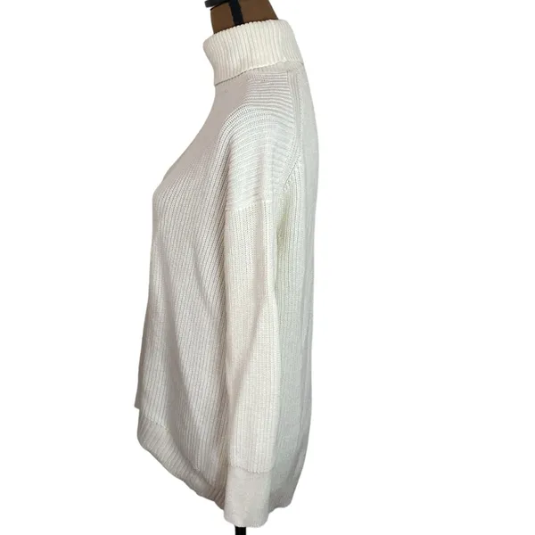 J Crew Ribbed cotton cashmere blend relaxed turtleneck sweater in ivory size XS - Image 5