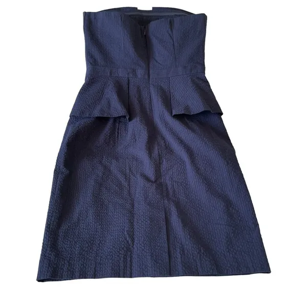 Banana Republic Womens Dress Size 2 Strapless Peplum Pucker Blue Mini Cocktail - Image 3