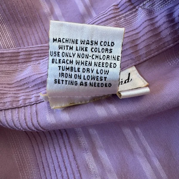 Vintage ‘90s Fred David Stretch Lilac Collared Long Sleeve Button Down Shirt - Image 6